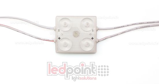 Imagen de Módulo 4 led 2835, 1,44W 24V, blanco cálido 3000K, IP65 con lente 175°