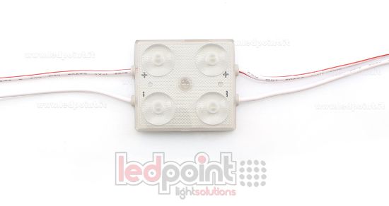 Imagen de Módulo 4 led 2835, 1,44W 24V, blanco frío 6000-6500K, IP65 con lente 175°