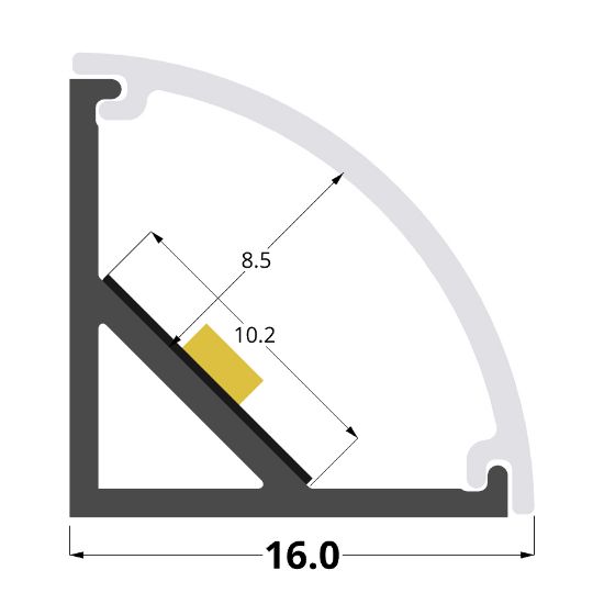 Imagen de Perfil en aluminio angular 16mm