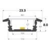 Imagen de Perfil en aluminio empotrado 23x8mm