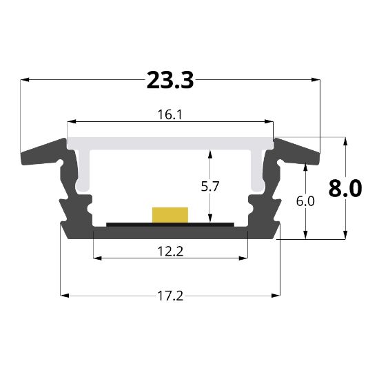 Imagen de Perfil en aluminio empotrado 23x8mm