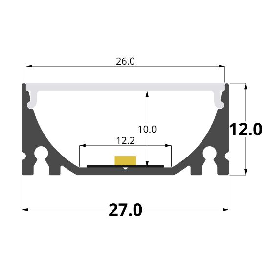 Imagen de Perfil en aluminio 27x12mm