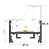 Imagen de Perfil en aluminio 21x25mm