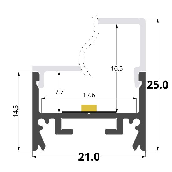Imagen de Perfil en aluminio 21x25mm