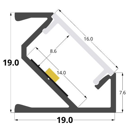 Imagen de Perfil en aluminio angular vacío 19x19mm