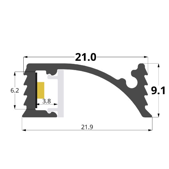 Imagen de Perfil en aluminio empotrado 21x9mm