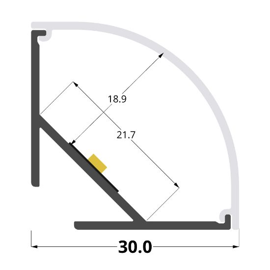 Imagen de Perfil de aluminio esquinero 30mm con acanaladura