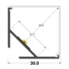 Imagen de Perfil de aluminio esquinero 30mm con acanaladura