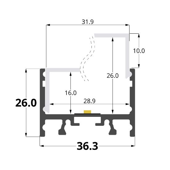 Imagen de Perfil en aluminio 36x26mm