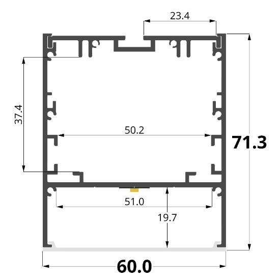 Imagen de Perfil en aluminio 60x73mm