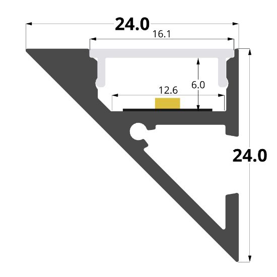 Imagen de Perfil en aluminio para pared 24x24mm
