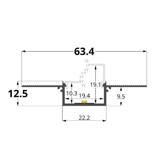 Imagen de Profilé de aluminio pintado de blanco para pladur 62x12mm