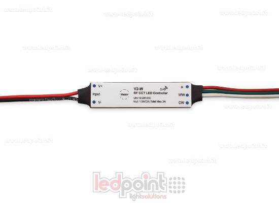 Imagen de Mini dimmer receptor para instalación en perfiles de aluminio, CCT, 12/24V, 2ch 1,5A/CH, RF 2.4G