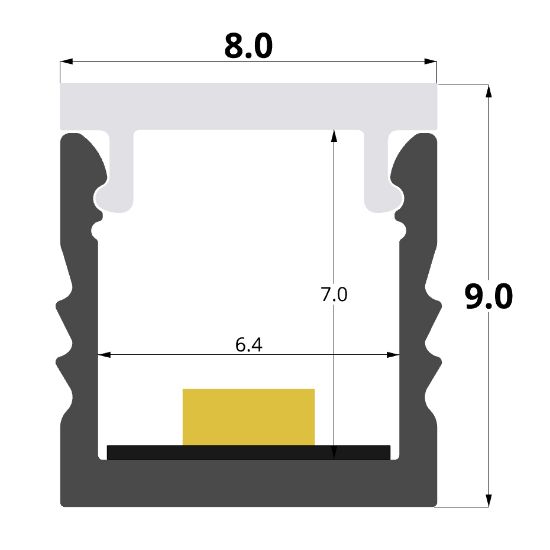 Imagen de Perfil en aluminio empotrado 8x9mm, 3 metros