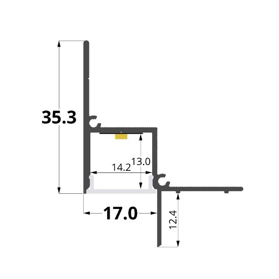 Imagen de Perfil de aluminio angular pintado de blanco para pladur 16x12mm