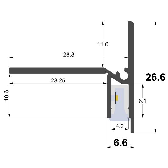 Imagen de Perfil en aluminio para peldaños 30x27mm