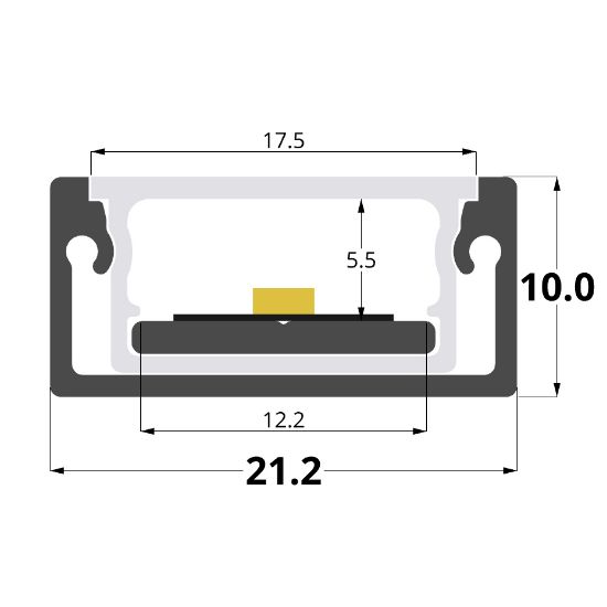 Imagen de Perfil en aluminio 21x10mm impermeable, 3 metros