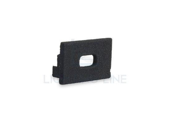 Imagen de Tapa negra de plástico con agujero para cable de alimentación para perfil SL15-01 con difusor bajo