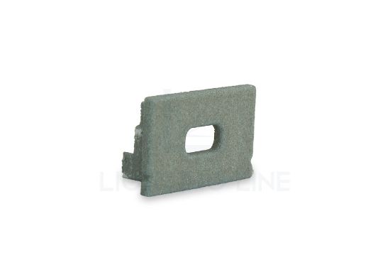 Imagen de Tapa gris de plástico con agujero para cable de alimentación para perfil SL15-01 con difusor bajo