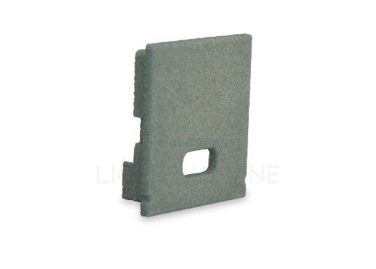 Imagen de Tapa gris de plástico con agujero para cable de alimentación para perfil SL15-01 con difusor alto