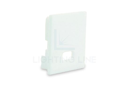 Imagen de Tapa blanca de plástico con agujero para cable de alimentación para perfil SL15-01 con difusor alto