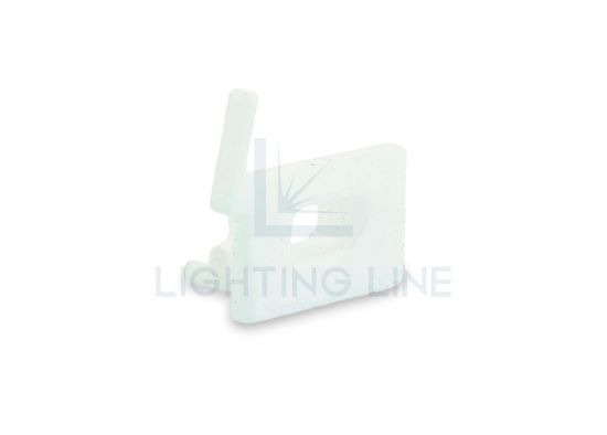 Imagen de Tapa izquierda blanca de plástico con agujero para cable de alimentación para perfil SL16-16