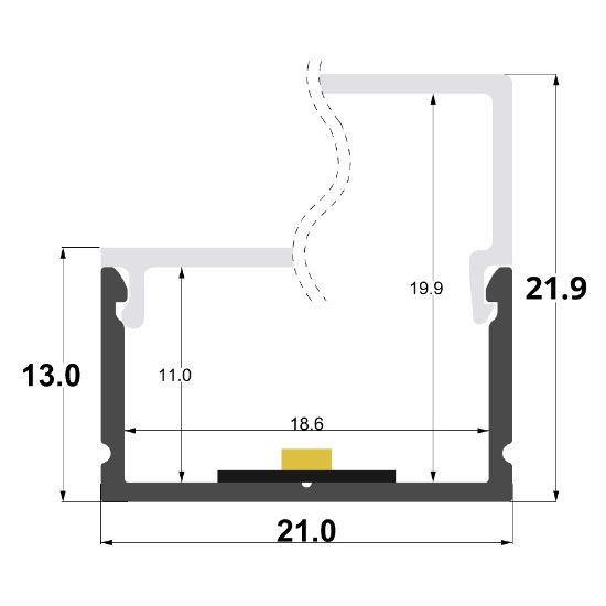 Imagen de Perfil en aluminio 21x13mm