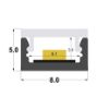 Imagen de Perfil en aluminio pintado de blanco 8x5mm, 2 metros