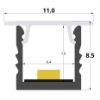 Imagen de Perfil en aluminio empotrado 8x9mm, 3 metros