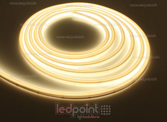 Imagen de Led Neon Flex 10mm vista superior  blanco cálido 3000K 2835 CRI Ra>90 24V 9,6W 160leds/m IP67 3,5m