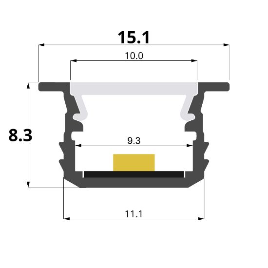 Imagen de Perfil en aluminio empotrado 15x8mm