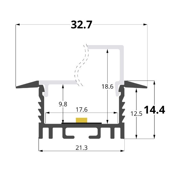 Imagen de Perfil en aluminio empotrado 32x15mm