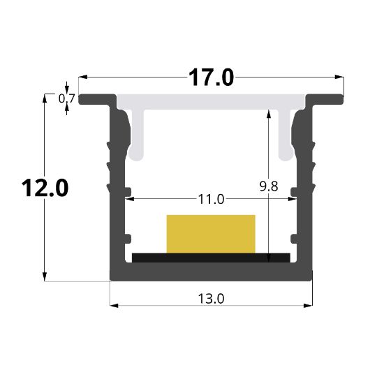 Imagen de Perfil en aluminio empotrado 17x12mm