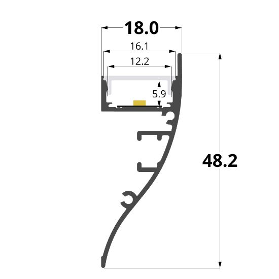 Imagen de Perfil en aluminio para pared 48x18mm