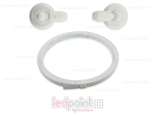 Imagen de Banda perfil de acero blanco flexible para tiras LED, 20m