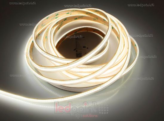 Imagen de Tira de led COB 5m blanco 4000K CRI Ra>90 320led/m 24V 9W/m, IP65 tubo de silicona extruído bordes llenos interior vacío