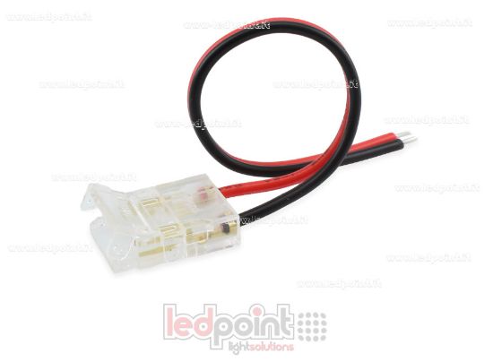 Imagen de Conector con cable de 10cm, para tiras LED y COB de PCB de 10mm, 2 pines, versión reducida transparente
