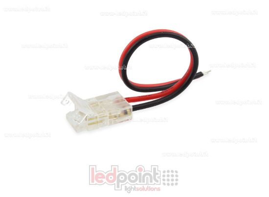 Imagen de Conector con cable de 10cm, para tiras LED y COB de PCB de 8mm, 2 pines, versión reducida transparente