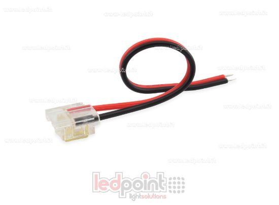 Imagen de Conector con cable de 10cm, para tiras LED y COB de PCB de 8mm, 2 pines, versión reducida transparente