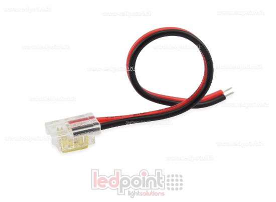 Imagen de Conector con cable de 10cm, para tiras LED y COB de PCB de 5mm, 2 pines, versión reducida transparente