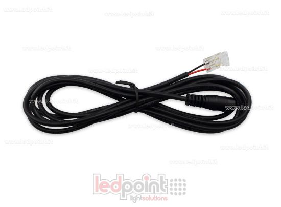 Imagen de Conector transparente de 2 pines con cable de 2m con salida DC para tiras LED y COB con PCB de 8mm, versión reducida - Ideal para tiras LED de alta densidad