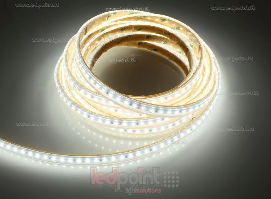 Imagen de Tira de led 5m blanco 4000K 3step 2835 120led/m 24V 14,4W/m, IP65 tubo de silicona extruído bordes llenos interior vacío