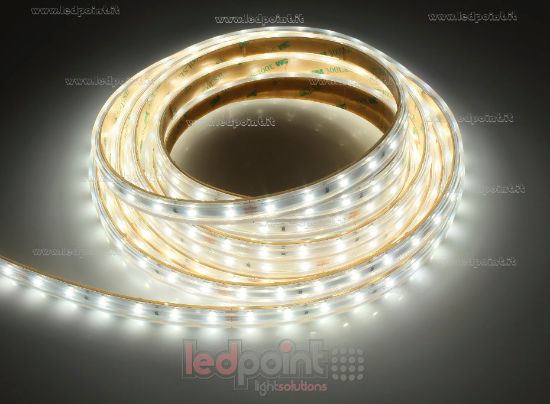 Imagen de Tira de led 5m blanco 4000K 3step 2835 60led/m 24V 4,8W/m, IP65 tubo de silicona extruído bordes llenos interior vacío