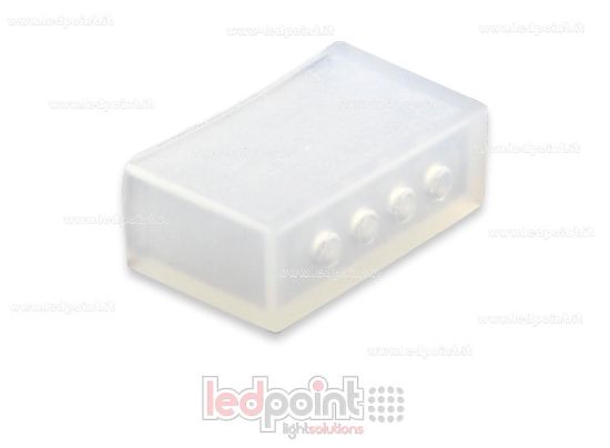 Imagen de Tapa transparente de silicona de 14mm con 4 agujeros para cables de alimentación de tira LED con protección IP64 e IP67