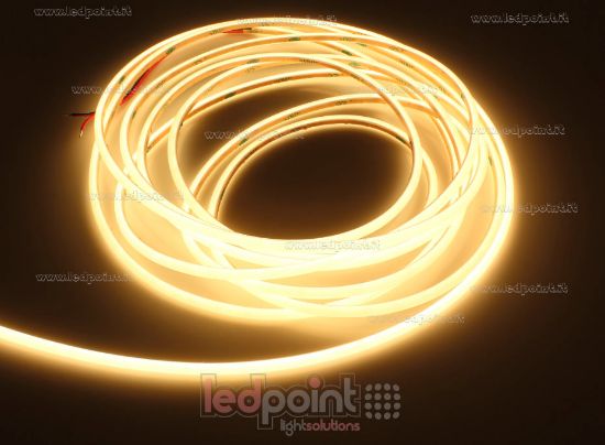 Imagen de Tira LED COB 5m blanco cálido 2700K 480led/m 24V 6W/m PCB 3mm con tubo de silicona extruido esférico IP67