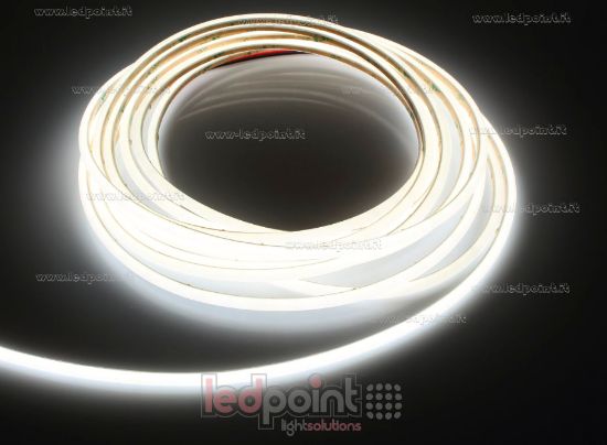 Imagen de Tira LED COB 5m blanco 4000K 480led/m 24V 6W/m PCB 3mm con tubo de silicona extruido esférico IP67