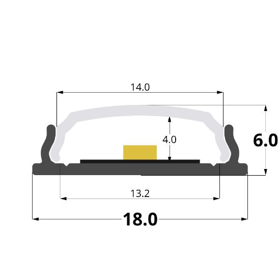 Imagen de Perfil en aluminio flexible 18x6mm, 2 metros