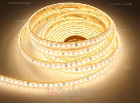 Imagen de Tira de led 10m led blanco cálido 3000K 3step 2835 120leds/m 230V 16,5W/m, IP65 tubo de silicona extruído bordes llenos interior vacío