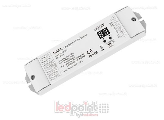 Imagen de Dimmer DALI, 5 canales 4A 12-24V o 3A 36-48V CC, tensión constante (DT6/DT8)