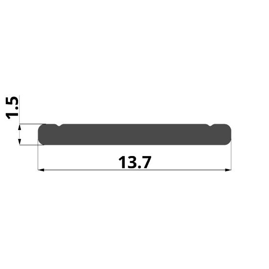 Imagen de Pletina de aluminio 13,7x1,5mm para perfiles PR-SL09-12-S3, PR-SL10-13-S3, PR-RE07-12-S3, PRE-RE08-13-S3, PR-FL02-21-S2